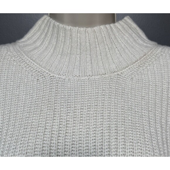 Sézane Emilia Size L Ecru Chunky Ribbed Split Back Mock Neck Sweater Jumper - Picture 8 of 10